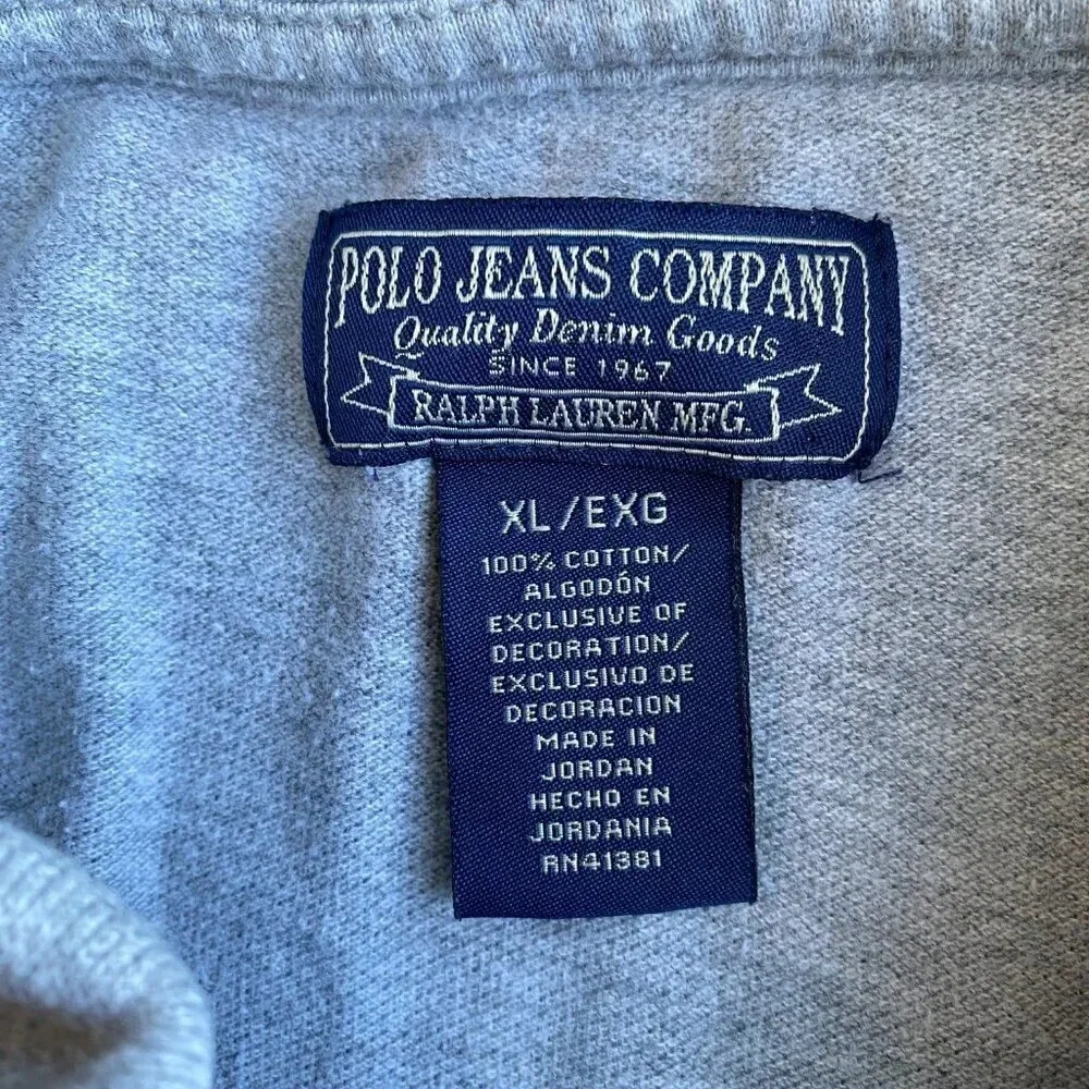 Ralph Lauren Polo Jeans Co. Mens Size XL Short Sleeve Cotton Polo Shirt in Gray